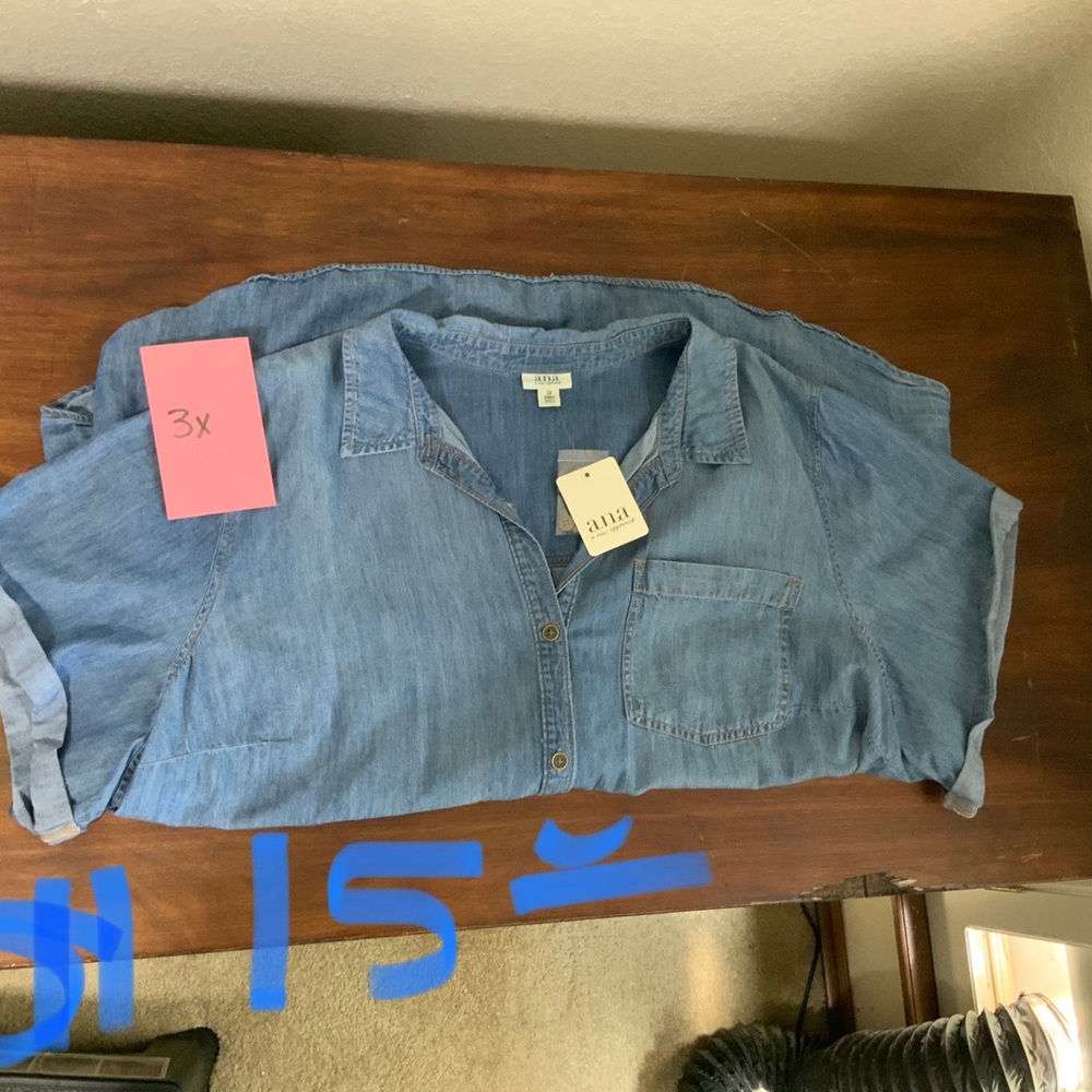Denim Button-up Blouse